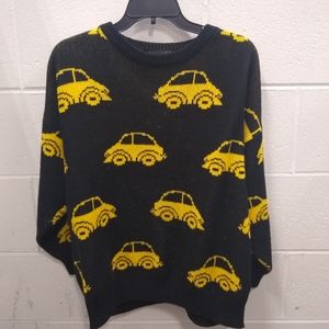 Vintage car sweater size L yellow and black